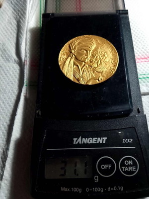 Επίχρυσο συλλεκτικό μετάλλιο 999 ασήμι με Νικηταρά, 31 γρ, 1984