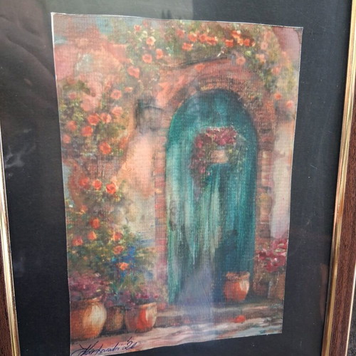 Watercolor painting in wooden frame like new, 20×30cm signed