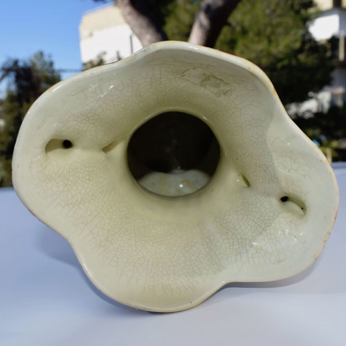 Satsuma vintage Japanese handmade vase, moriage technique, oriental, like new