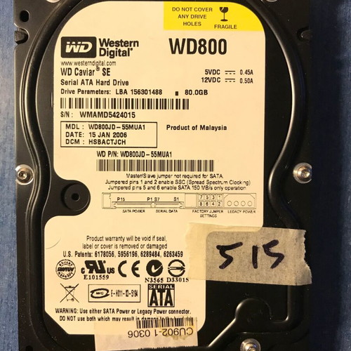 Western Digital Caviar SE WD800JD-55MUA1 80 GB 3.5 ATA σκληρός δίσκος μεταχειρισμένος
