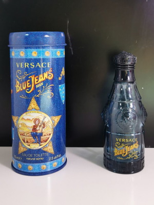 Versace Blue Jeans άδειο μπουκάλι με αυθεντική μεταλλική θήκη σαν καινούργιο