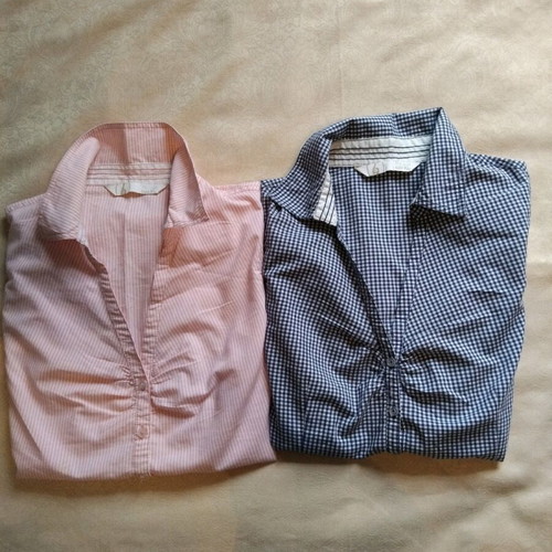 Women's shirts like new, set of 2 in pink stripes and blue check