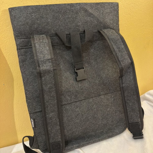 Backpack laptop bag new, gray felt-like material