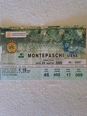Panathinaikos basketball ticket 2009 like new