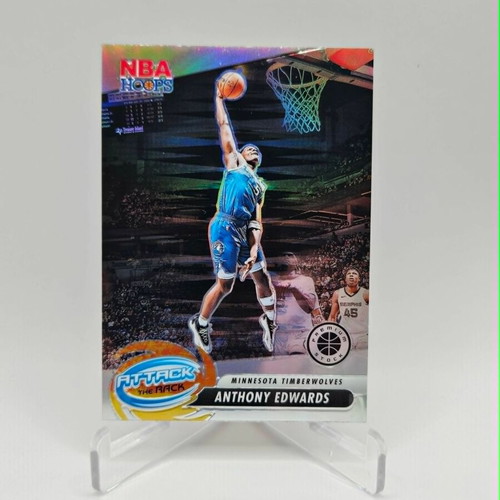 Panini NBA Hoops Premium Stock Anthony Edwards Attack The Rack Silver card