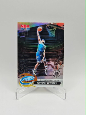Panini NBA Hoops Premium Stock Anthony Edwards Attack The Rack Silver card