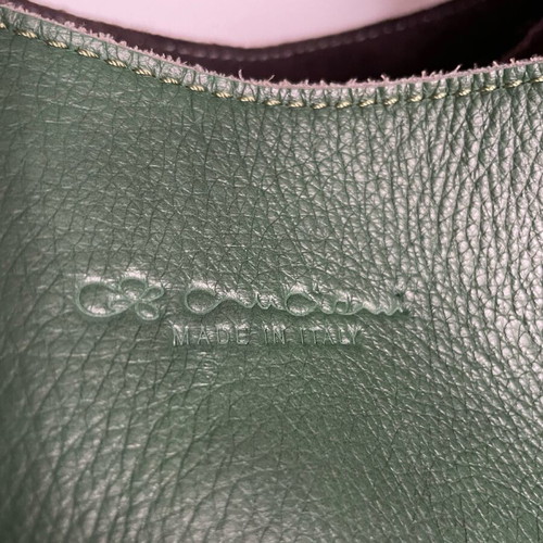 Cruciani leather bag green like new, hand bag made in Italy