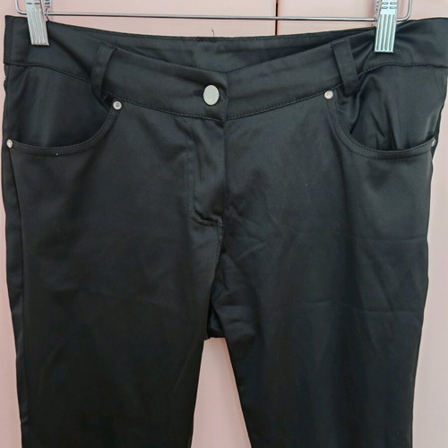 Black satin pants XL like new with decorative studs