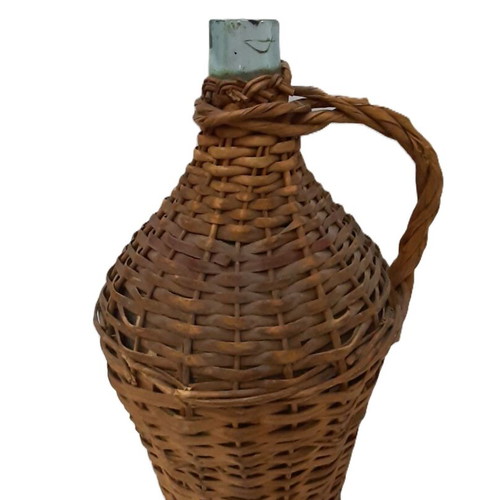 Vintage Demijohn 1940s–1950s Glass and Rattan 5 Liters Used