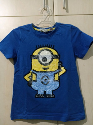 H&M kids t-shirt used, blue multicolor, age 6