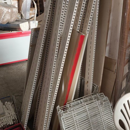 Professional equipment with 4 used refrigerators and supermarket shelves