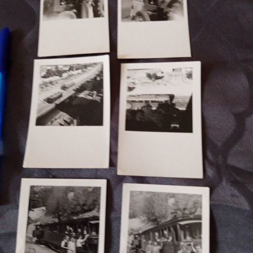 Old photos used, set of six with trains, trams, and tractors