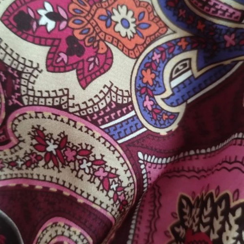 Boho Paisley Mini Dress Tunic with Belt satin texture, new, L-XL
