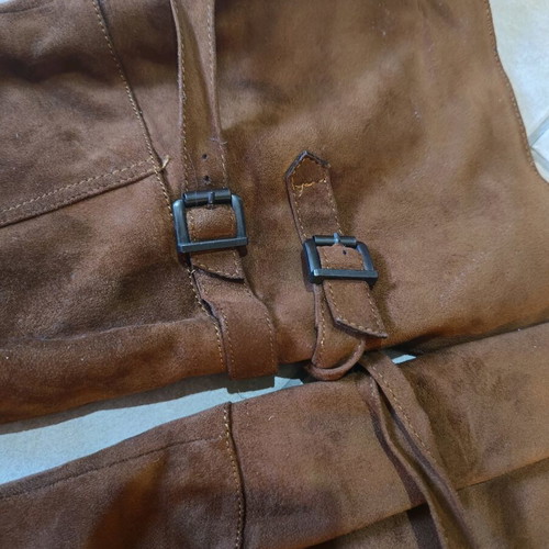 Over the knee brown boots used, size 41, suede, 12 cm platform
