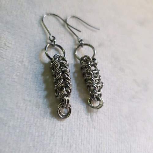 Stainless Steel Chainmail Earrings like new, handmade
