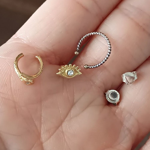 Set of 925 silver earrings like new (silver and gold plated)