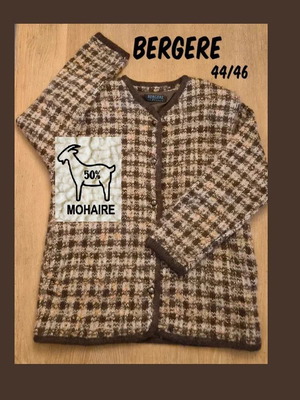 Bergère de France Vintage Mohair Cardigan, Size 46, Brown Beige