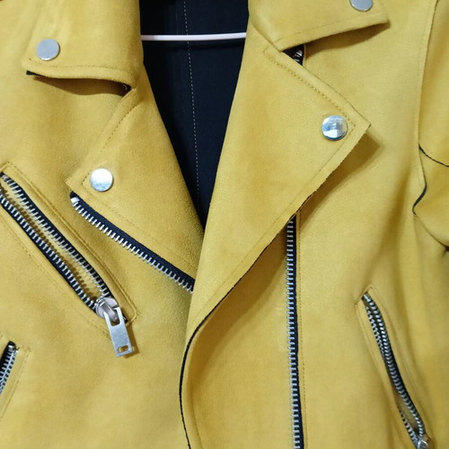 Clock House women's leather jacket like new, yellow, size L