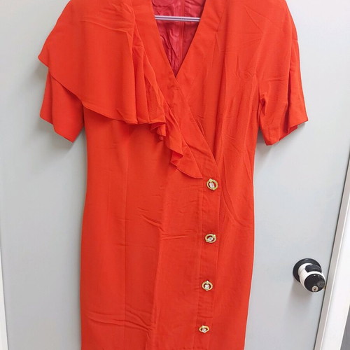 Classic dress with buttons like new, red