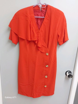 Classic dress with buttons like new, red