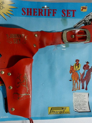 Vintage single carnival pistol holster like new, Pitsaris TOYS