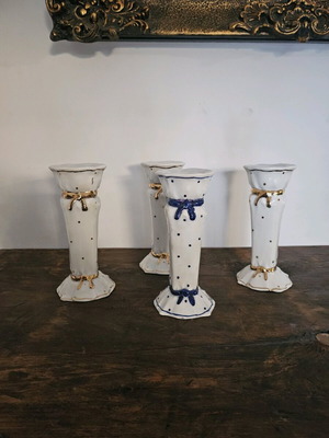 Set of 4 used ceramic candle holders and vases from 1980s
