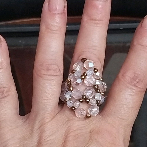 Handmade beaded ring multicolored, new, size 21-22