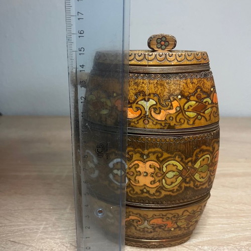 Bulgarian flask used, handmade carved decoration