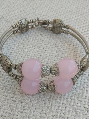 Boho bracelet with pink semi-precious stones made to order