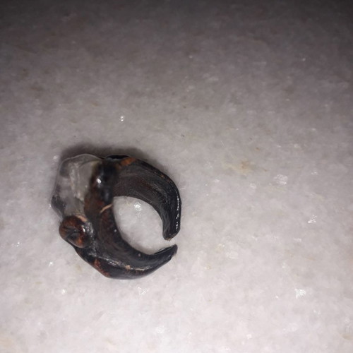 Vintage ring used, handmade leather with semi-precious stone
