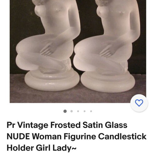 Vintage Frosted glass candlesticks like new, set of 2