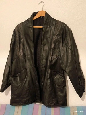Leather women's vintage jacket used, black, size L