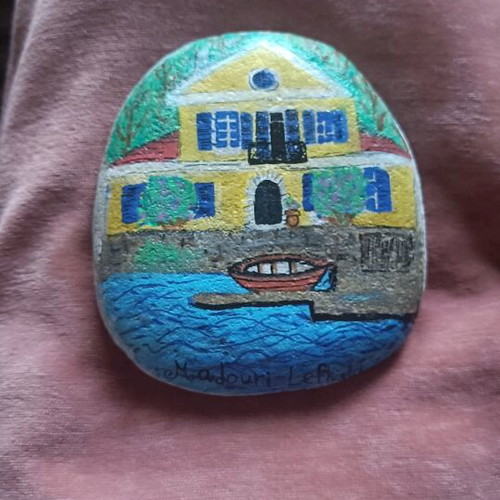 Painted stone new with acrylic colors from Lefkada