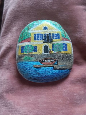 Painted stone new with acrylic colors from Lefkada