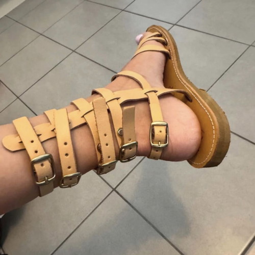 Tsoukalas Shoes beige platform sandals size 37