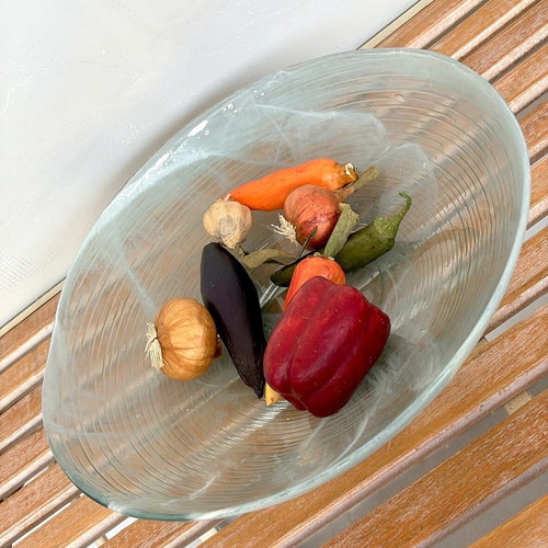 Handmade glass platter new, decorative fruit bowl