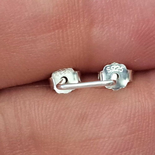 Minimal Geometric 925 Silver Earring for Two Consecutive Holes like new