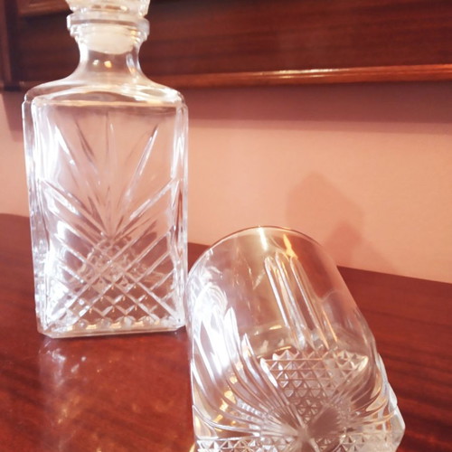 Crystal engraved whisky set 7 pieces new