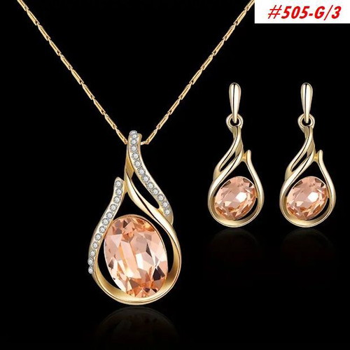 Necklace and earrings set of 3 pieces golden color, new
