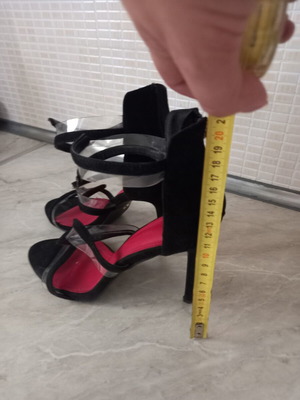 Sandals black with transparent strap used, size 41, heel