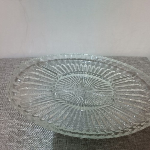 Crystal tray for nuts with dividers, new, 33x22 cm