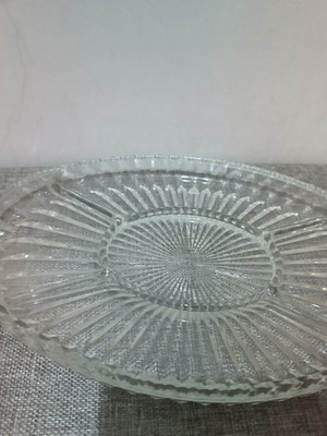 Crystal tray for nuts with dividers, new, 33x22 cm
