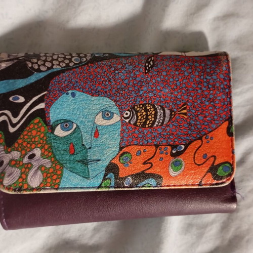Vera Pelle wallets used, pack of 2, brown and purple