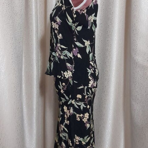 Rapture Wear vintage γυναικείο σετ δύο τεμαχίων, μαύρο με floral