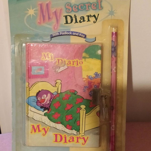 Diary with padlock and pencil, new, vintage
