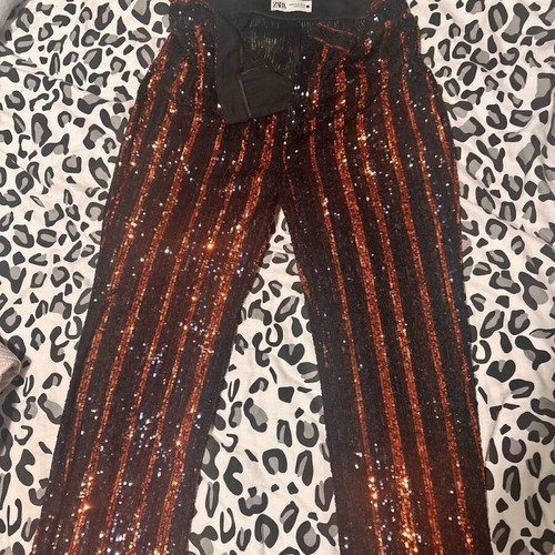 Zara sequin set jacket and pants black like new