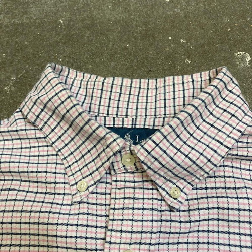 Ralph Lauren Oxford long sleeve shirt XL white pink navy blocked black pony