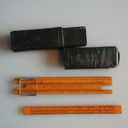 Nestler logarithmic slide rule used with case
