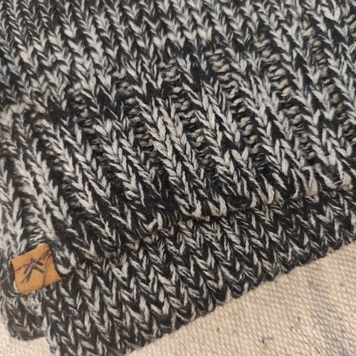 Knitted scarf used, black and gray, very warm and soft