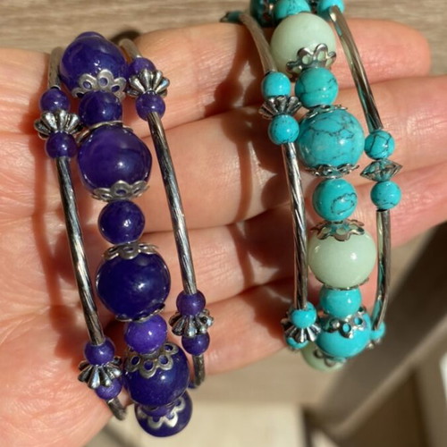 Set of 2 triple friendship bracelets turquoise and purple like new